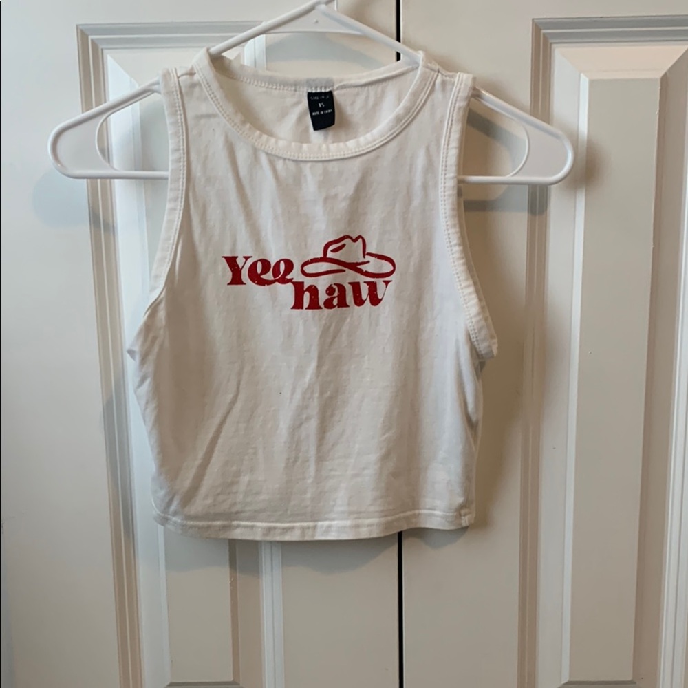 White Yee Haw Crop Top